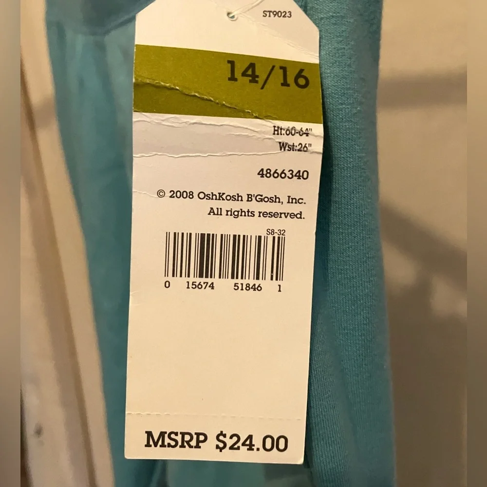 Oshkosh B’Gosh Light Blue Bell Bottom Sweat Pants With Flower Detail NWT 14/16